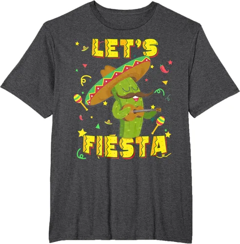 Vista 16 de Cinco De Mayo - Camiseta de regalo con sombrero de cactus Let's Fiesta, Negro, S