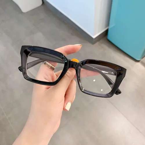 Vista 9 de EYLRIM Gafas clásicas de lente transparente con marco cuadrado grueso para mujeres y hombres, anteojos sin receta