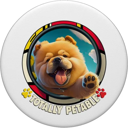 Vista 3 de Chow Chow Owner diseño con un PopGrip estándar Totally Petable Chow Chow PopSockets