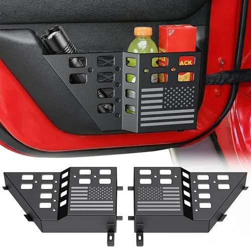 Vista 10 de DIAMOOKY Caja de almacenamiento de bolsillo de puerta delantera metálica JK 2007-2018 (ajustable)