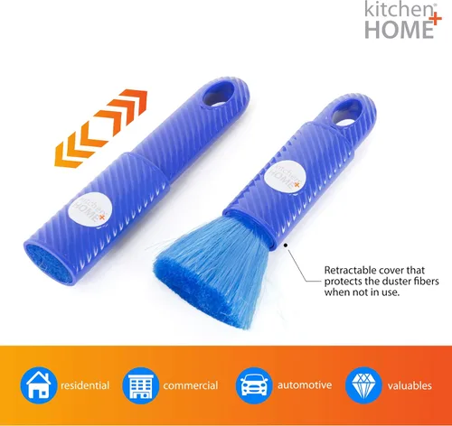 Vista 2 de Kitchen + Home - Plumero estático compacto – Plumero de viaje de 6.5 pulgadas con funda de transporte – El plumero electrostático atrae el polvo