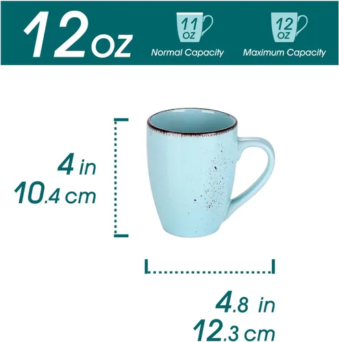 Vista 8 de vancasso Navia - Juego de 4 tazas de café de cerámica de 12 onzas para capuchino, café con leche, té, multicolor