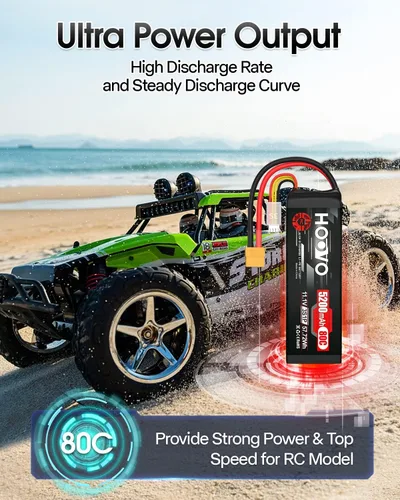 Vista 5 de HOOVO Batería LiPo 11.1V 3S 5200mAh 80C Softcase RC Batería XT60 Enchufe para RC Car RC Truck Avión Helicóptero Barco Carreras RC Hobby