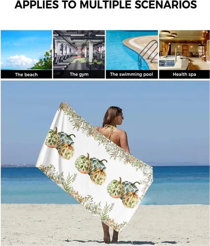 Vista 6 de Eucalyptus Pumpkins Bath Towels for Bathroom Set - Luxury Towels Gifts for Women,Dry Beach Kitchen Hand Hair Face Yoga Workout Gym Towel and Dish