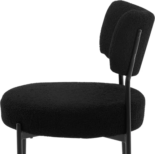 Vista 9 de Boucle - Juego de 2 sillas de comedor, modernas sillas de cocina tapizadas de mediados de siglo con respaldo curvado y patas de metal negro, sillas
