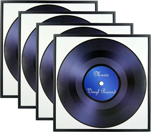 Vista 7 de Paquete de 2 marcos de aluminio de metal negro para álbum de música de 12.5 x 12.5 pulgadas, hecho para mostrar portadas de álbumes de vinilo LP, se