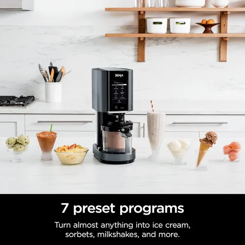 Vista 4 de Ninja CREAMi - Máquina para hacer helados 7 en 1, incluye (5) pintas, para helado, gelato, sorbete, batidos, mezclas, cuencos para batidos y más