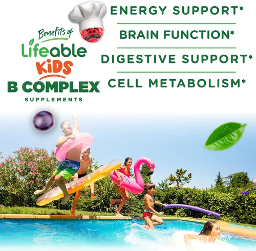 Vista 3 de Lifeable Complejo de vitamina B para niños con VIT C Gomitas de complejo B de gran sabor Complejo B vegano para niños Apoyo energético
