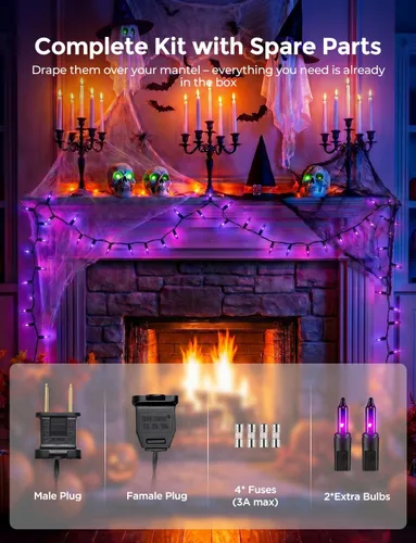 Vista 4 de Guirnalda de luces incandescentes púrpura de 20 pies para decoración de fiesta