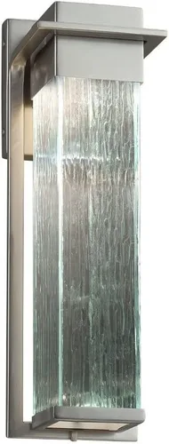 Vista 7 de Fusion Pacific - Lámpara de pared grande LED para exteriores, pantalla de vidrio artesanal en mercurio, acabado negro mate Mate negro
