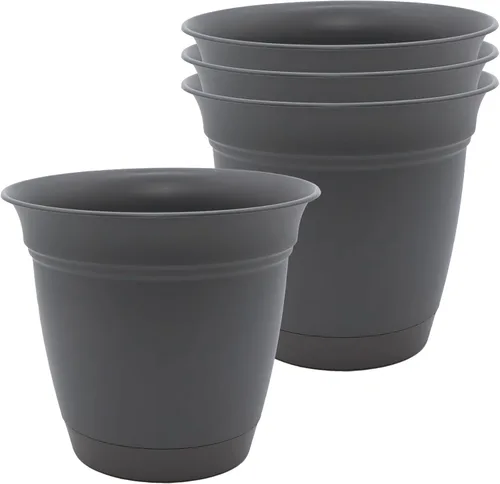 Vista 33 de The HC Companies Eclipse Maceta redonda de 6 pulgadas, con platillo, maceta para interiores y exteriores, para flores, verduras y hierbas, negro