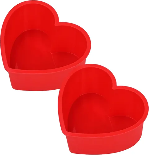 Vista 9 de Moldes de silicona pequeños en forma de corazón de 2 pulgadas para chocolate, caramelo, pastel, jabón (Juego de 2, crema)