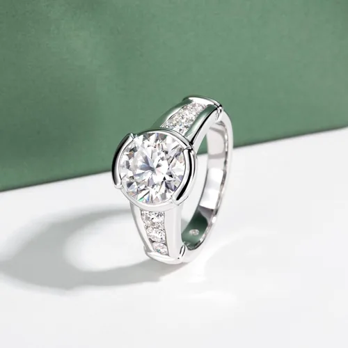 Vista 6 de Moissanite Engagement Ring, S925 Sterling Silver Wedding Bands for Women