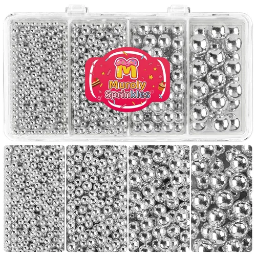 Vista 10 de Perlas comestibles para la decoración de pasteles, chispas de perlas negras Oro blanco plata negro