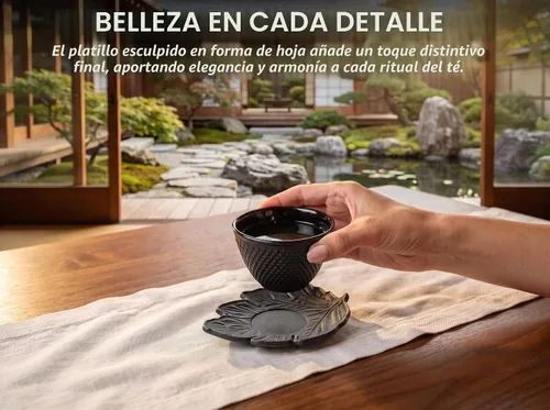 Vista 5 de Juego de 2 tazas de té de hierro fundido negro completo