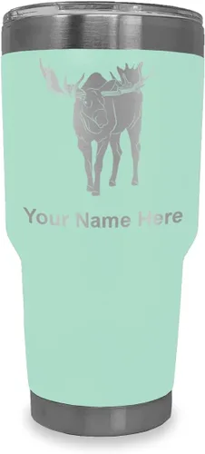 Vista 16 de LaserGram Vaso aislado al vacío de 20 onzas, alce, grabado personalizado incluido (negro)