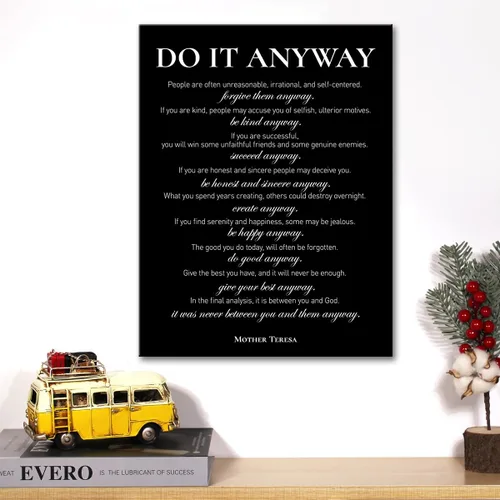 Vista 4 de Lienzo inspirador para pared, con cita motivacional Do It Anyway, lienzo positivo, pintura en lienzo para oficina, hogar, decoración de pared