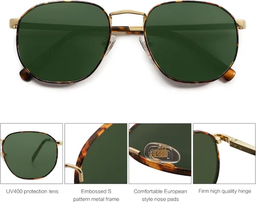 Vista 5 de SOJOS Gafas de sol cuadradas para hombres y mujeres, estilo clásico y retro