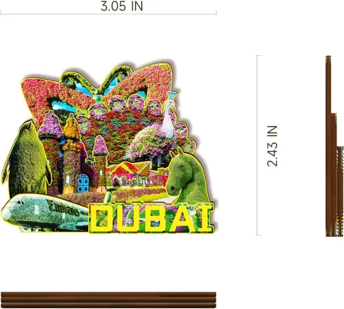 Vista 3 de Imán de madera de Dubai United Arab EMI 3D para nevera, recuerdos coleccionables, decoraciones artesanales hechas a mano