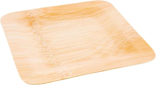 Vista 7 de Restaurantware Platos de hoja de bambú de 7 pulgadas, 100 platos de bambú desechables, platos de bambú sostenibles y resistentes para fiestas
