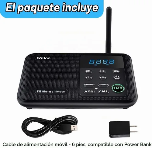 Vista 8 de Wuloo Intercomunicadores inalámbricos para el hogar de 1 milla de alcance 22 canales 100 pantalla de visualización digital, sistema
