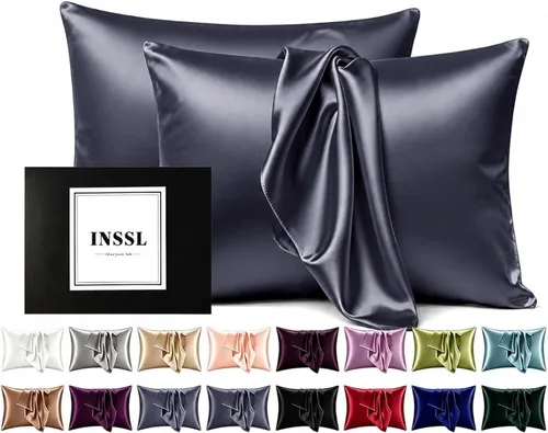 Vista 12 de INSSL - Funda de almohada de seda para mujeres, funda de almohada de seda de morera para cabello y piel, mantente cómoda y transpirable durante