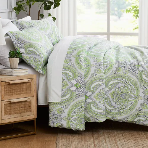 Vista 18 de Southshore Fine Living, Inc. Juego de edredón costero individual XL, edredón de plumón alternativo a rayas azules, tamaño individual XL con funda