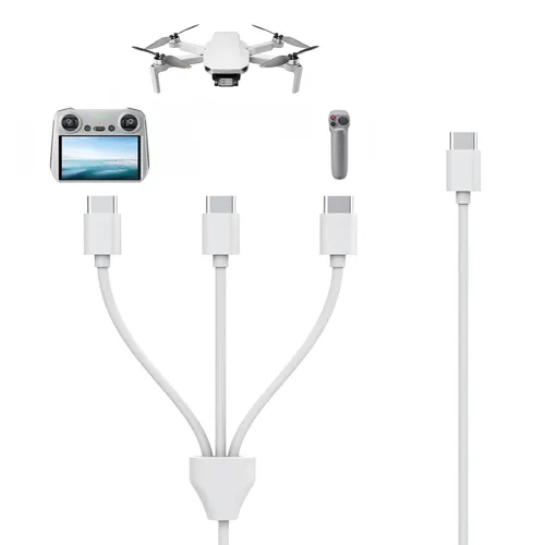 Vista 8 de Cable de carga USB C a USB C 3 en 1, cable USB C compatible con DJI Mini 3 Pro, Mavic 3, Air 2S, Avata Drone DJI FPV, controlador remoto