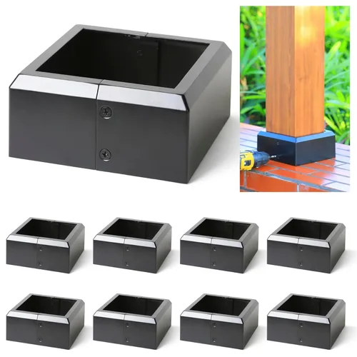 Vista 25 de Paquete de 4 cubiertas de base de poste de cubierta de aleación de aluminio (base de poste de 1 x 1 pulgada x 3.35 pulgadas), para pasamanos, Blanco