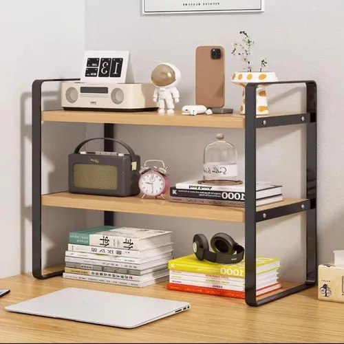 Vista 7 de Hbluefat Estante organizador de escritorio, 2 niveles, multiusos, estante de almacenamiento de mesa, pequeño estante de almacenamiento de encimera