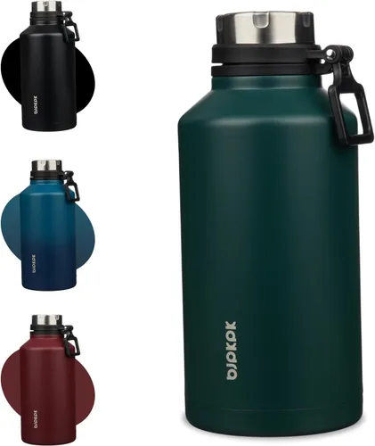 Vista 22 de BJPKPK Botella de agua aislada de 24 onzas con asa, sin BPA, botella térmica de viaje de acero inoxidable reutilizable, botella de agua grande, Negro