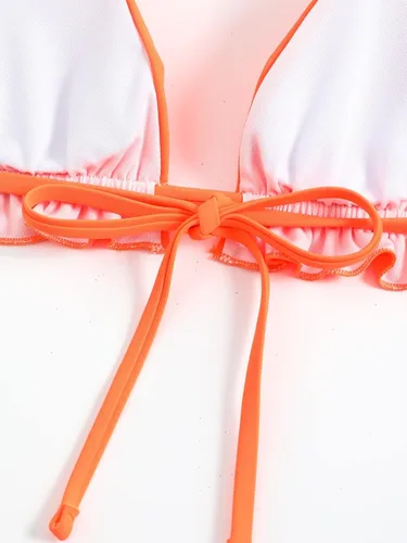 Vista 4 de SOLY HUX Traje de baño para mujer con ribete de volantes y cuello halter