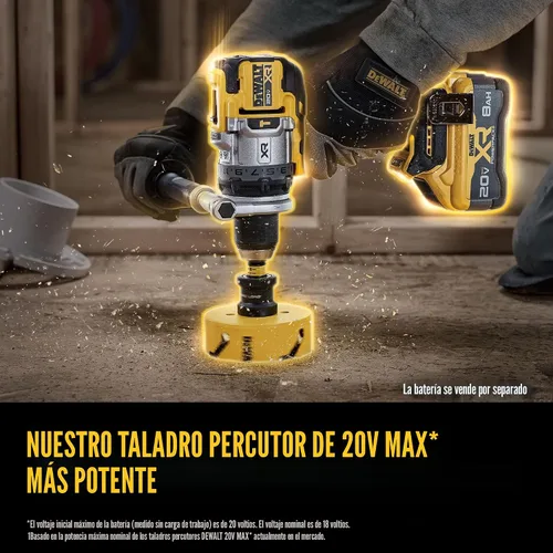 Vista 4 de DEWALT Taladro de martillo inalámbrico de 1/2 pulgada MAX XR de 20 V, solo herramienta desnuda (DCD1007B)