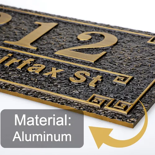 Vista 4 de Placa personalizada de dirección de casa de 12 pulgadas, números fundidos para exteriores, placa de señal de dirección personalizada con nombre