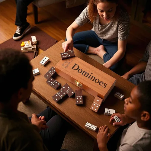 Vista 2 de Set de Dominós T one para Adultos con Caja de Madera (28 fichas) Dominós para Niños Juego de Fiesta Familiar Regalo