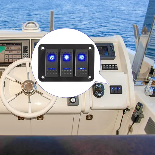 Vista 7 de Panel de Interruptor de Palanca de 3 Posiciones Impermeable de Aluminio, Panel de Interruptor Basculante de 12V/24V, Interruptor de Coche/Barco de 5