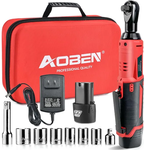 Vista 11 de AOBEN Kit de llave de trinquete inalámbrica de 21 V de 1/2 pulgadas - 74 pies-libras, trinquete de potencia eléctrica sin escobillas con velocidad