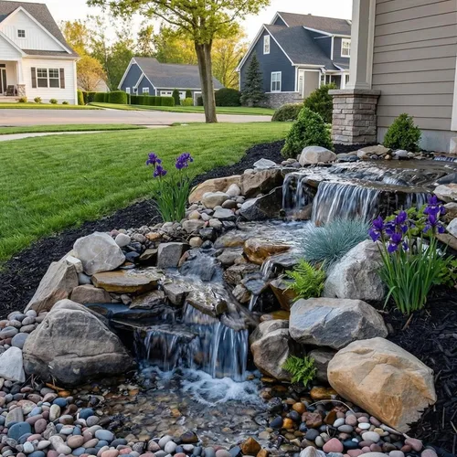 Vista 7 de Pond Free Cascade 4100 Kit de cascada con revestimiento de PVC de 10' x 20' y bomba de 4,100 GPH - PVCPMDP8 Custom water feature, Mini Pump