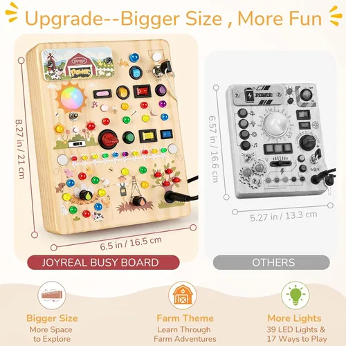 Vista 3 de Joyreal Tablero ocupado con 17 interruptores LED, juguetes Montessori