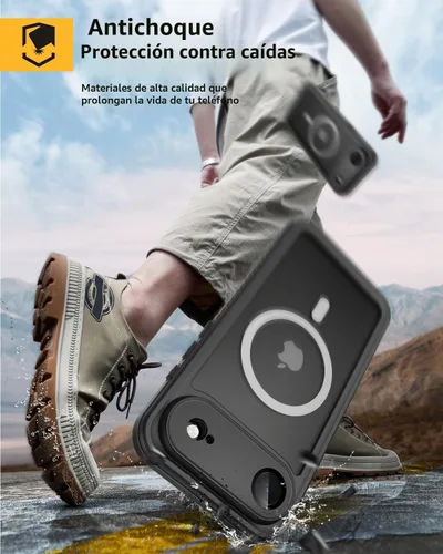 Vista 2 de Lanhiem - Funda magnética para iPhone 17 Air impermeable, protector de pantalla integrado y protección de cámara, [compatible con MagSafe] carcasa