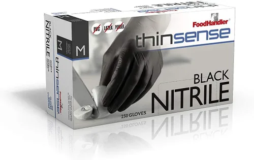 Vista 12 de FoodHandler 103-TS12-BLK FoodHandler thinsense nitrilo SM negro (paquete de 1000)