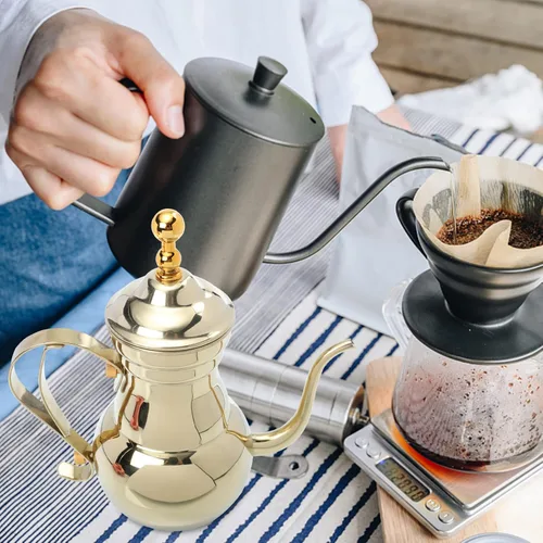 Vista 3 de Zerodeko Cafetera árabe Agua Verter sobre tetera Hervidor de té Hervidor de té Cafetera Infusor Tetera Cafetera Café Cafetera Italiana Mantequilla