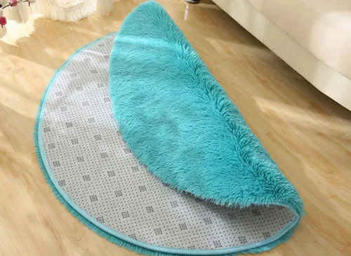 Vista 2 de Tapete redondo suave para baño, dormitorio, ducha, antideslizante, para exteriores, entrada, patio, tapete antideslizante (2 pies, azul)