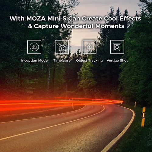 Vista 8 de MOZA Mini S cardán estabilizador de mano extensible de 3 ejes con reproducción rápida, zoom de un botón, lapso de tiempo, seguimiento de objetos