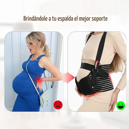 Vista 2 de Bandas para el Vientre para Mujeres Embarazadas - Cinturón de Maternidad Apoyo para el Embarazo - Faja Abdominal Transpirable, Soporte Lumbar Negro