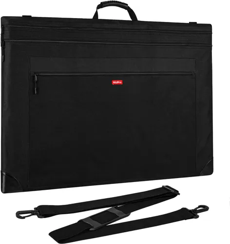 Vista 8 de Nicpro Bolsa de Portafolio de Arte Ligera, Estuche de Portafolio de Lona de Arte Negro de 18x24 pulgadas con Correa de Hombro Desmontable, Esquinas