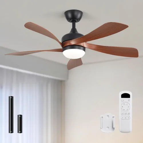 Vista 10 de Sofucor Ventilador de techo inteligente de 52", ventiladores de techo blancos para interiores/exteriores con luces y control remoto, funciona