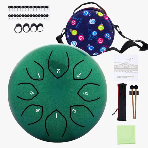 Vista 11 de Tambor de lengua de acero para niños: juego de tambores musicales de metal de 6 pulgadas, 8 notas, tecla C para meditación, yoga, educación