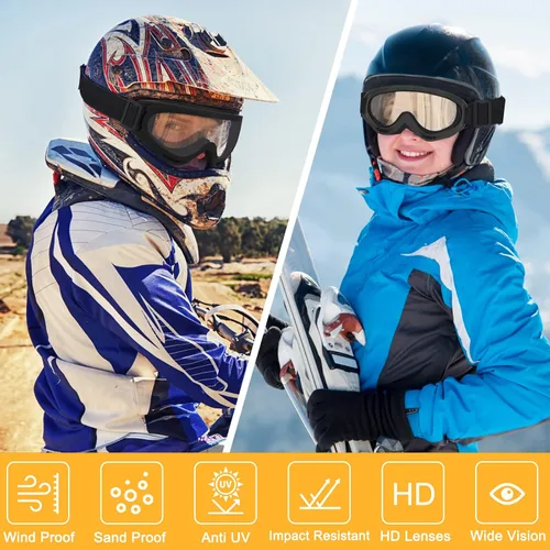 Vista 7 de OXG 5 pares de gafas de motocicleta para jóvenes, hombres y mujeres, gafas ATV de esquí, gafas anti-UV, a prueba de polvo y viento, para bicicletas