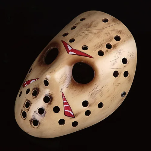 Vista 3 de Freddy vs Jason - Máscara de hockey de resina para Halloween, fiesta de baile de disfraces, accesorios Beige